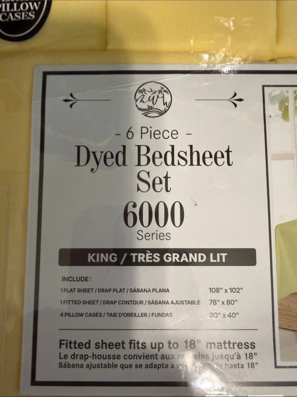 6-Piece Dyed Bedsheet Set - Yellow - Unbranded
